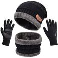 Ensemble Hiver 3 En 1 Bonnet Écharpe Gants Tactiles Tricotés Chauds