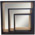 EMOTION Lot de 3 miroirs étagères en placage bois sur fond noir - 40x40 / 30x30 /22x22 cm-0