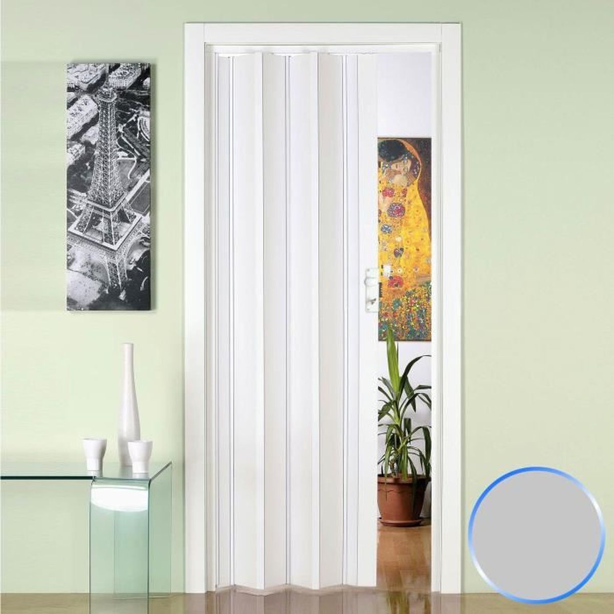 Porte Pliante Accordeon En Pvc Gris 88 5x214cm Mod Luciana
