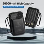 DOCCMIK Batterie Externe 20000mAh Power Bank avec 4 Câbles Intégrés Batterie Portable et LED Lampe Noir