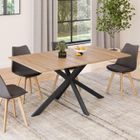 IDMARKET Table à manger rectangle ALIX 8 personnes pied araignée bois et noir 160 cm