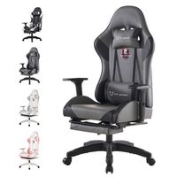 FOXSPORT Chaise Gaming - Fauteuil Gamer Ergonomique - tête et oreiller lombaires – Inclinable 90 °-155 ° - charge 200KG - Gris
