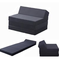 Canapé-lit futon pliant - IZTOSS - Matelas en mousse - Noir - 2 places - 100x200cm