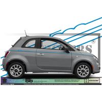Fiat 500  - BLEU TURQUOISE - kit Bandes latérales   500 signature    - Tuning Sticker Autocollant Graphic Decals
