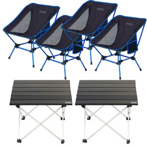 TABLE DE CAMPING 2 tables de camping d'appoint pliables en aluminium avec 4 chaises