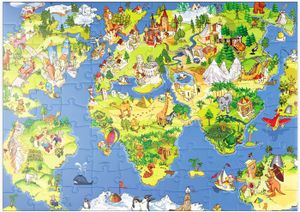 PUZZLE Carte du Monde en Bande Dessinée Super Et Amusante