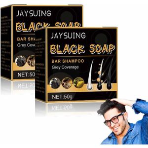 SAVON - SYNDETS 2PCS Black Hair Soap,Grey Gone Soap, Hair Darkening Soap, Black Coverage Soap for Men Women