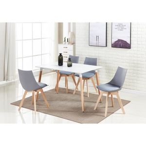 Table A Manger Moderne Sophie 4 Chaises Blanches Ensemble