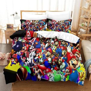 200 cm x 200 cm （Sonic Contre Mario） Sets de Housses de Couettes 3 pièces Housse de Couette Ensemble de Literie Housse de Couette Douce avec 2 taies d'oreiller pour lit Double 