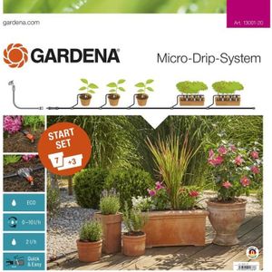 KIT COMPLET D'ARROSAGE Kit d'arrosage goutte-à-goutte pour plantes en pots M - GARDENA - Micro-Drip - Convient pour 7 pots