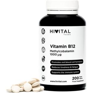 COMPLEMENTS ALIMENTAIRES - VITALITE Vitamine B12 Méthylcobalamine 1000 mcg. 200 comprimés végétaliens.