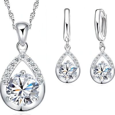 Parure Bijoux Dolly-Bijoux - Argent 925 Rhodié, émeraudes Et CZ - 3 Pièces - Neuf Avec étiquettes