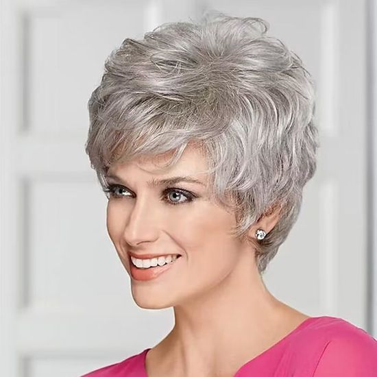 Set De 7 Perruques Grises Halloween - 70cm Perruque Femme