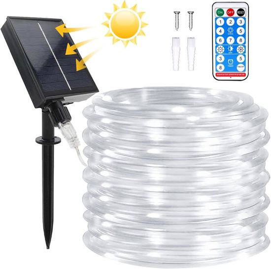 Guirlande Luminaire LED Tube 20m (200 LED) - Blanc Chaud, Minuterie, 8 Modes - Pour Décoration Intérieur/extérieur - 3