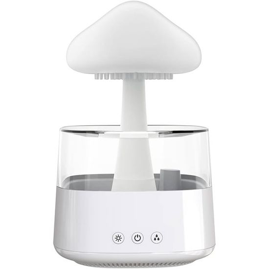 Rain Cloud Humidificateur Goutte d'Eau avec Télécommande - Diffuseur Champignon d'Air avec Lampe de Pluie (Blanc