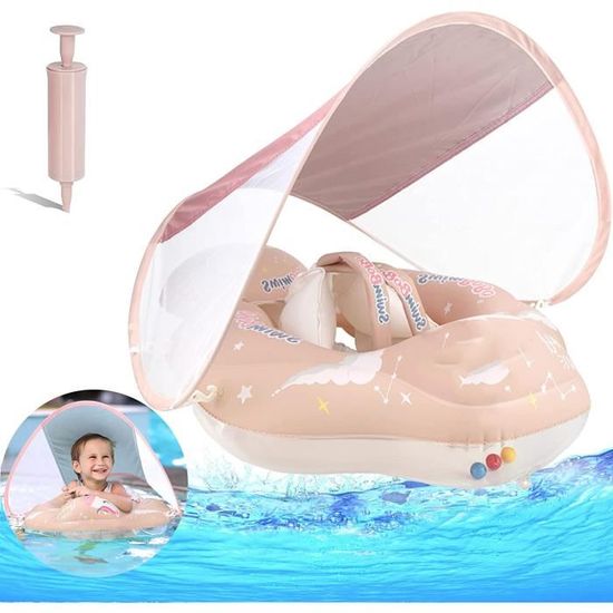 Bouée Bébé Avec Pare-Soleil UPF 50+ - Pour 3 à 24 Mois - Stabilité Améliorée Avec Boule Amovible - Idéal Piscine/Plage