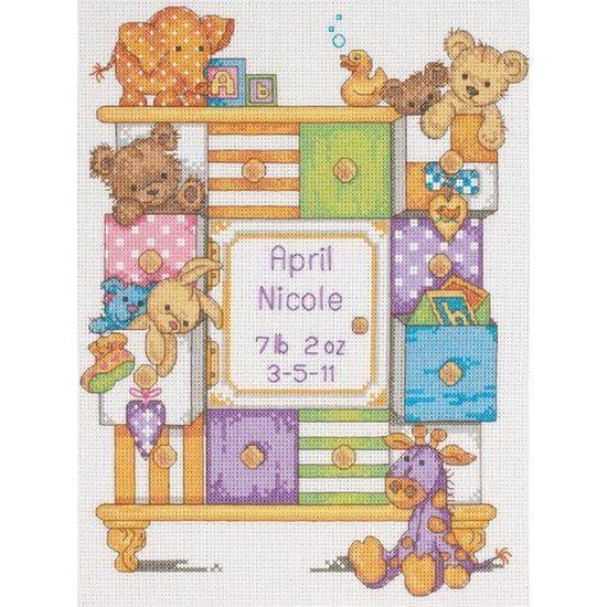 Kit broderie point de croix - Broderie de naissance pour garçon - Aine