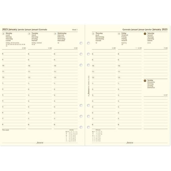 Recharge Agenda Filofax Personal 2026 - Semainier Deux Pages - 5 Langues (français, Anglais, Allemand...) - Papier Blanc 95x171mm - 3