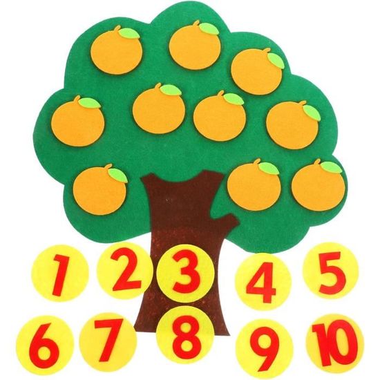Arbre à Compter En Feutre éducatif - Apprendre Les Chiffres De 1 à 10, Jeu Montessori (27x24cm) - 14