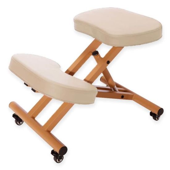 Chaise ergonomique posturale à genoux avec roulettes chaise, siège assis genoux bois, beige