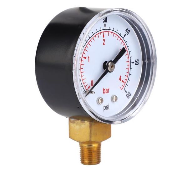 Manomètre Mécanique 1/8 BSPT – Double échelle 0-160 PSI / 0-11 Bar, Cadran Transparent, Boîtier Métal – Pour Air, Eau, Huile