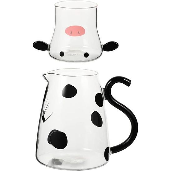Pichet En Verre De Vache Carafe À Eau De Chevet De Vache Théière En Verre Vache Mignonne Pichet