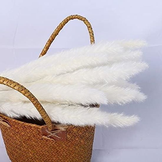 Bouquet De Fleurs Séchées Artificielles, Queue De Lapin Et Herbe De La Pampa, Blanc Bleu, 138 Pièces, 40,6 Cm