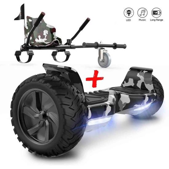 EVERCROSS Hoverboard Overboard Gyropode Tout Terrain 8.5",Self-Balancing Scooter Hummer SUV, 700W Camouflege+Hoverkart Camouflage
