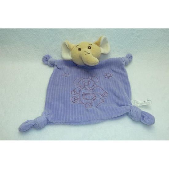 Elephant DOUDOU CARRE PLAT ELEPHANT COMME NEUF POMMETTE 