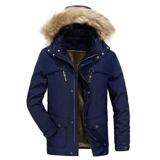 Doudoune Homme Hiver - Veste à Capuche Chaude, Coupe-Vent, Grande Taille S-XXL, Style Décontracté, Pour Ski Et Quotidien