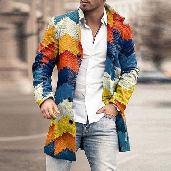 Trench-coat Pour Homme – Style Moderne, Col Entaillé, Simple Boutonnage – Parfait Automne/printemps