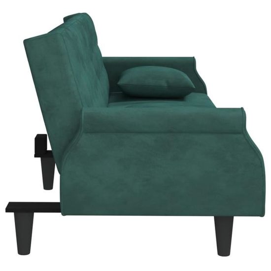 Canapé-lit COUTURE velours vert - 200 cm