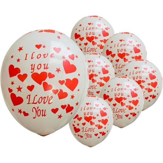 8 Ballons cœurs blancs 33 x 36 cm, décoration anniversaire et fêtes à thème sur Vegaoo Party