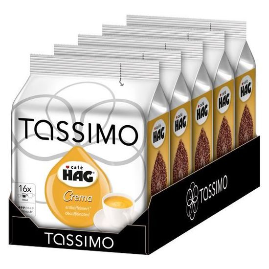 Tassimo Cafe HAG Crema decafeine 16 dosettes x 5 pieces Cdiscount Au quotidien