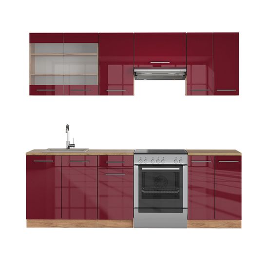 Cuisine Intégrée Vicco Fame-Line 240 Cm - Bloc Cuisine Moderne Anthracite - Neuve