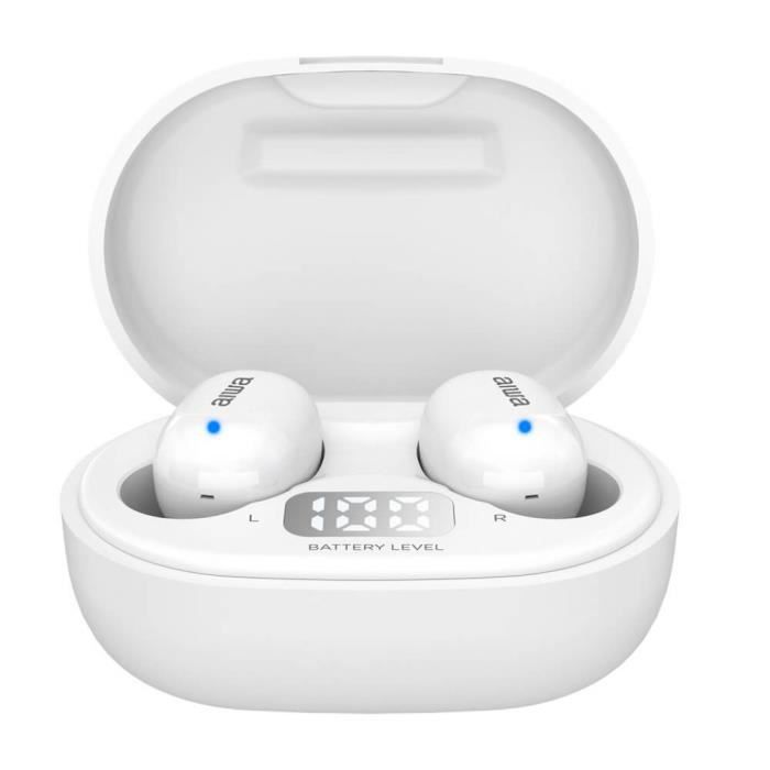 Aiwa EBTW-150WT Casque sans fil blanc Bluetooth 5.0 Portée 10 m ANS Assistant vocal TWS