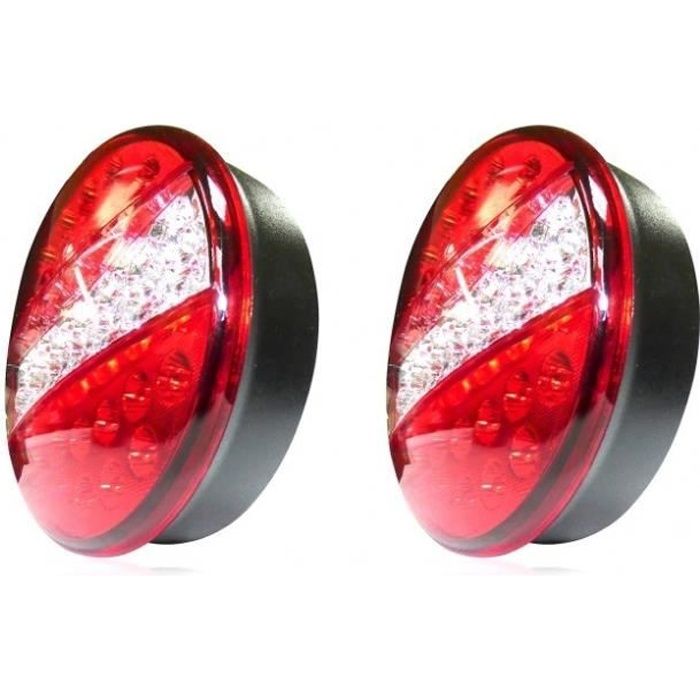 2x Feux Arriere Type Hamburger 12V 24V LED 3 Fonctions Arret Position Indicateur