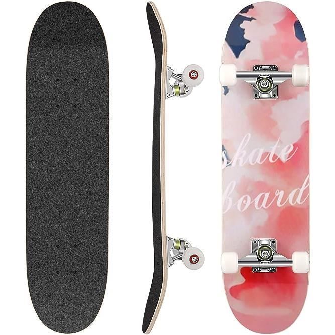 Skateboard Deck complet PRO Print bois + PU roues Rose