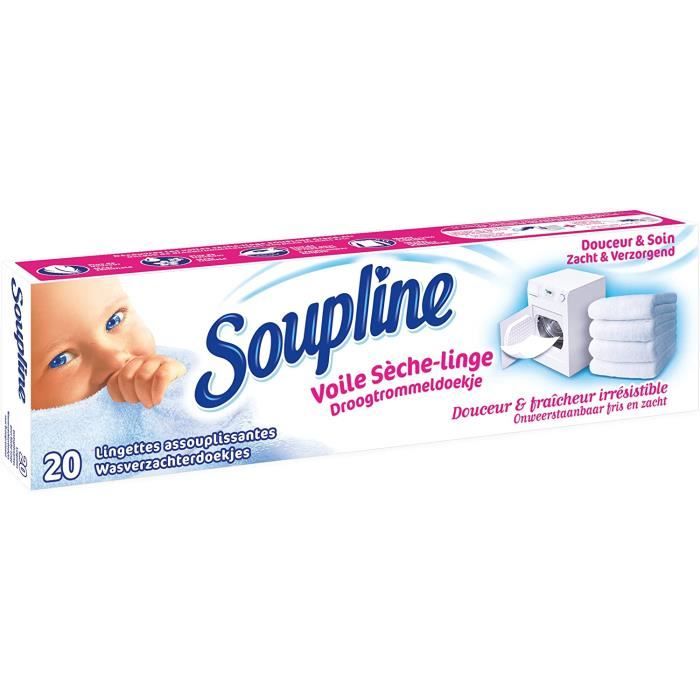 SOUPLINE - Adoucissant - Sèche-Linge - Douceur et Soin - Etui de 20 feuilles