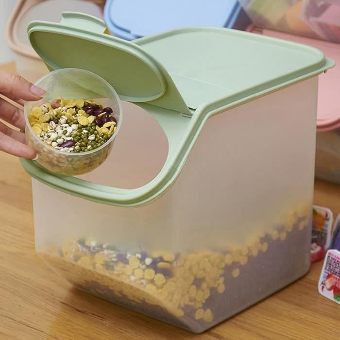 Boîte scellée en plastique étanche de rangement de riz avec la tasse de mesure - Vert