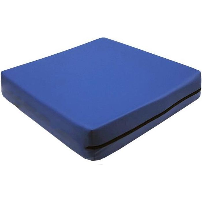 Coussin fauteuil roulant vhp mousse à mémoire de forme Housse 100% coton bleu Orthofrance ®.