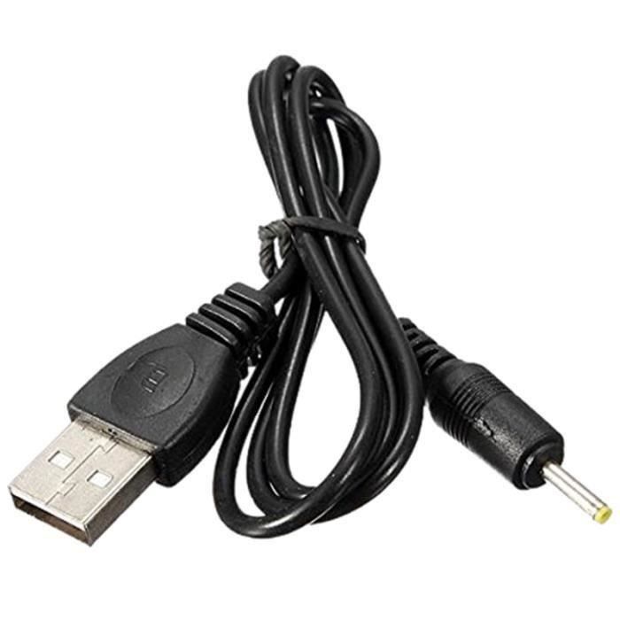5V 2.5mm DC Prise USB Cable de chargement Charge d'alimentation Cable de Chargeur pour Tablet PC Smartphone GPS Noir
