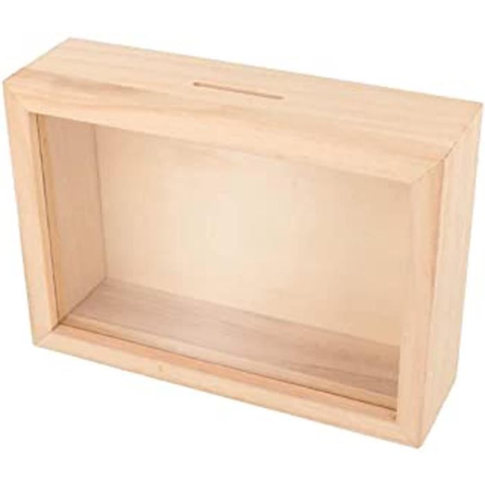 Artemio Tirelire Cagnotte Voyage En Bois À Décorer-17 X 12 X 5 Cm, Beige, 17 X 12 X 5