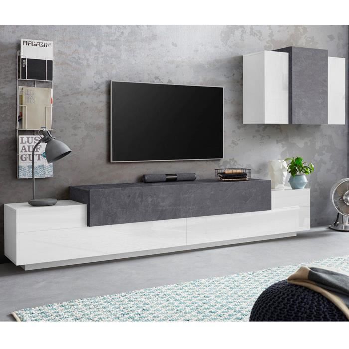 Ensemble de salon mural design moderne anthracite salon Corona Moby Report
