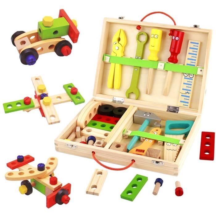 VEHICULE A CONSTRUIRE ENGIN TERRESTRE A CONSTRUIRETONZE Caisse à Outils Bois Enfant 3 4 5 Ans-Jeux Bricolage Boît408