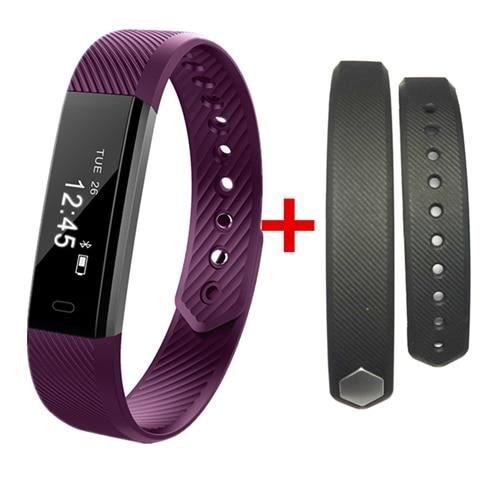 Montre connectée,Hommes femmes Bracelet intelligent podomètre Bracelet compteur de marche Fitness Bracelet - Type purple add black