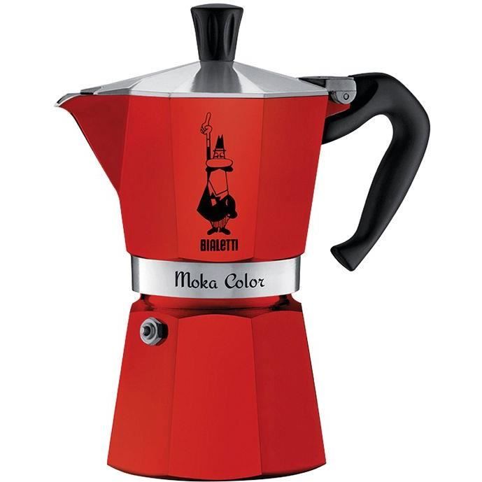 Cafetière Moka express 3t rouge alu