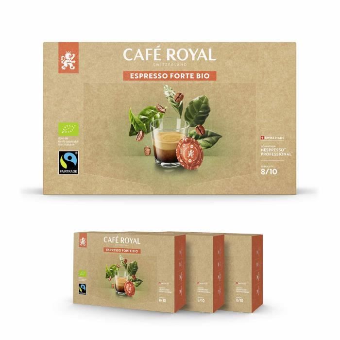 CAFE ROYAL PRO - 150 CAPSULES COMPATIBLES NESPRESSO PRO® - ESPRESSO FORTE BIO - 3 Boites de 50 Capsules Compatibles Nespresso Pro®