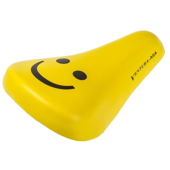 Selle vélo enfant avec chariot 22mm jaune smiley junior assise mousse confortable