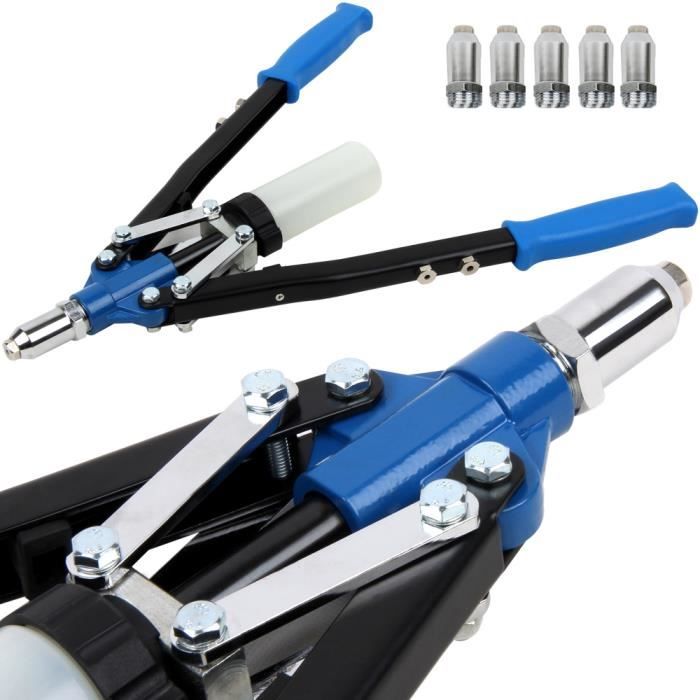 Pince à riveter avec 5 rivets, clé à rivet et récipient de collecte